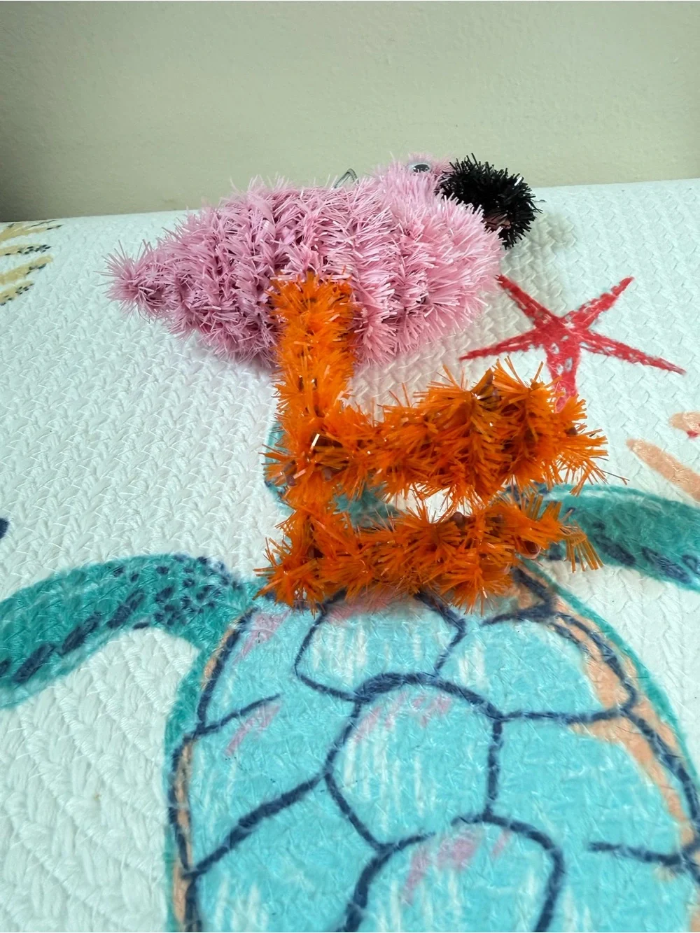 Pink 3D Flamingo Trio - Tinsel Fuzzy Decor Pink, Orange & Black